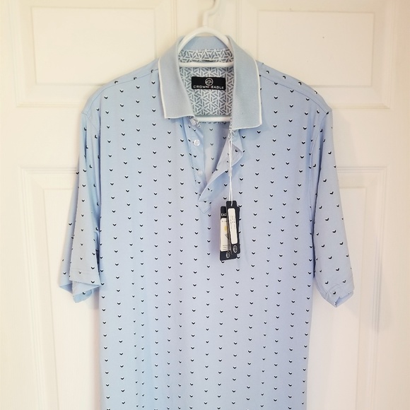 Crown & Eagle Golf Polo NWT Blue Geometric - Picture 1 of 6